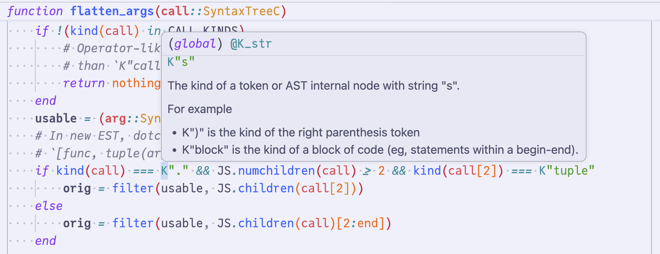 Hover on a global binding