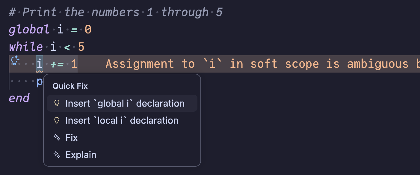Insert global/local declaration